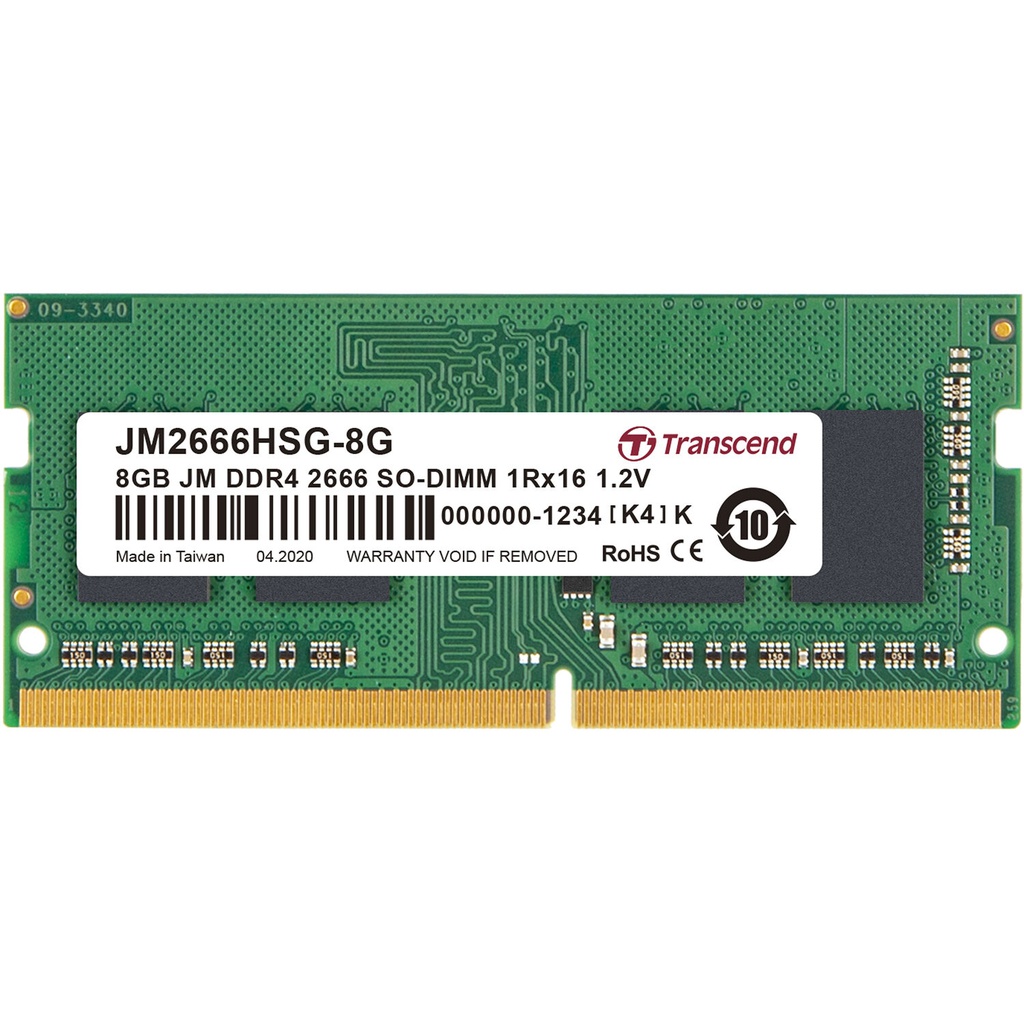 Barrette RAM TRANSCEND - 8GB JM DDR4 2666 U-DIMM 1Rx16 1Gx16