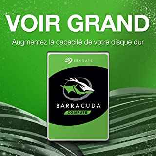 Seagate BarraCuda, 1 To, Disque dur interne HDD – 3,5" SATA 6 Gbit/s 7 200 tr/min, 64 Mo de mémoire cache, pour PC de bureau et portable (ST1000DM010)