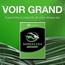 Seagate BarraCuda, 1 To, Disque dur interne HDD – 3,5" SATA 6 Gbit/s 7 200 tr/min, 64 Mo de mémoire cache, pour PC de bureau et portable (ST1000DM010)