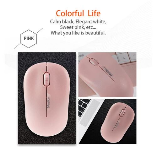 Meetion Souris Sans Fil Meetion R545 - Pile Incluse - Wifi  - Rose