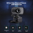 Webcam USB Pour Bureau à Domicile - Diffusion En Direct Rotative De Conférence - Avec Microphone