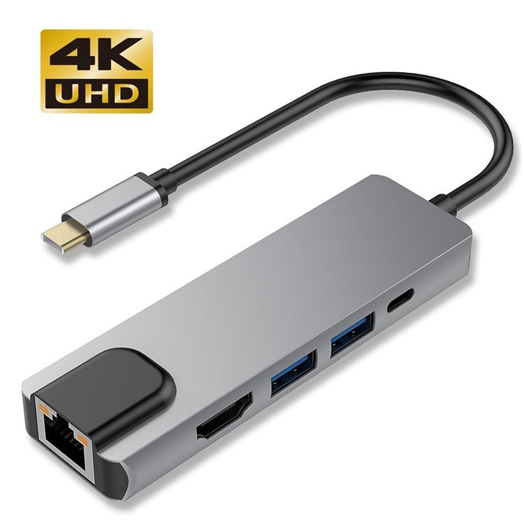 Convertisseur USB Type C Vers HDMI USB 3.0 USB-C RJ45 HUB