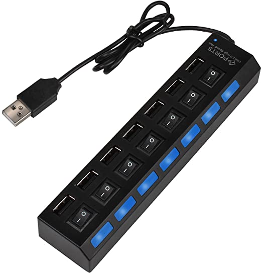 Multi-Port USB 7 En 1 Avec Contact - Noir