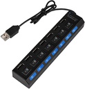 Multi-Port USB 7 En 1 Avec Contact - Noir