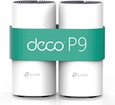TP-Link Deco WiFi Mesh + CPL 1000Mbps Deco P9(3-pack) Système WiFi Pour Toute La Maison - Couverture WiFi De 400㎡, 2 Gigabit Ethernet Ports, Contrôle Parental, Idéale Pour Grande Maison De Murs épais