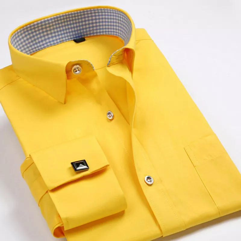 Chemise de luxe à manches longues pour homme jaune