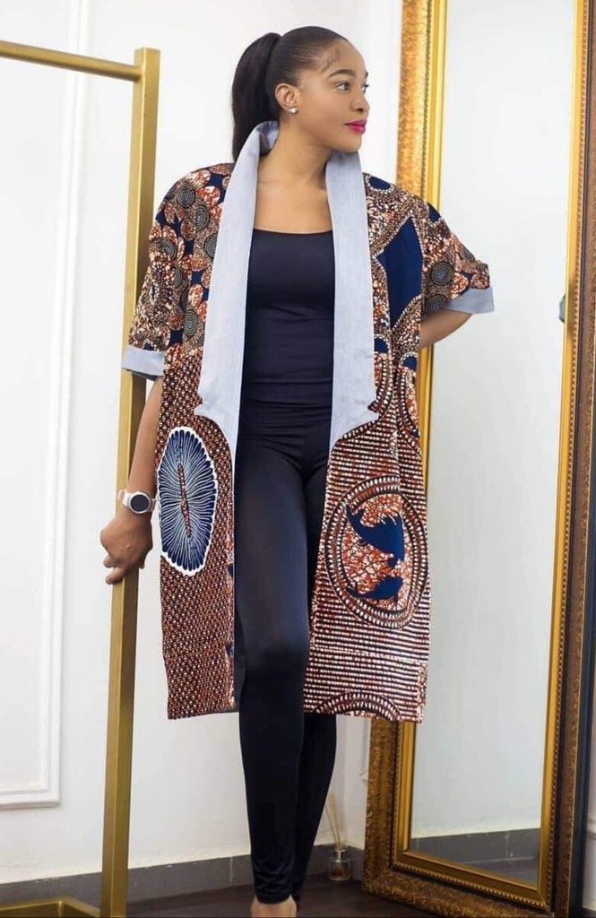 veste longue en pagne africain pour femme