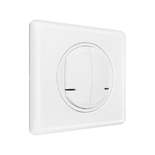 Interrupteur double sans fils pour interrupteur connecté ou prise connectée Céliane with Netatmo avec plaque Blanc