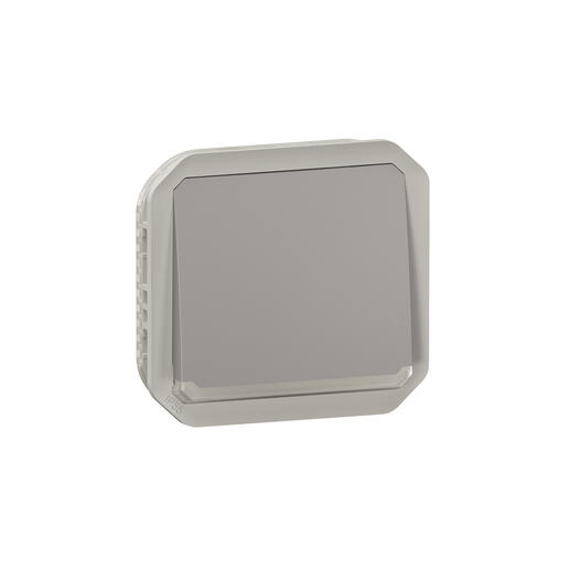 Poussoir lumineux étanche Plexo 10A à équiper d'un boitier ou d'une plaque support finition gris