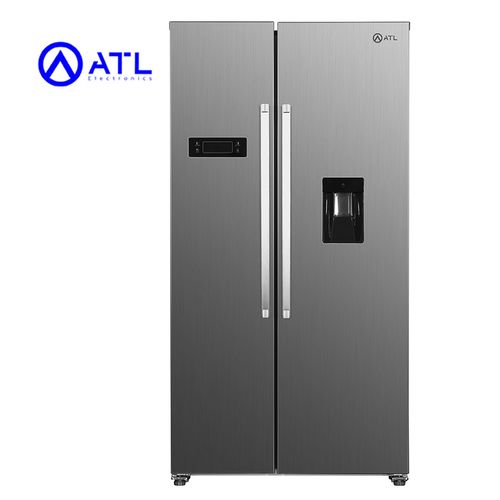 ATL Réfrigérateur Americain Total No Frost - 529L - 02 Portes - Inox &amp; Silver - Distributeur D'Eau