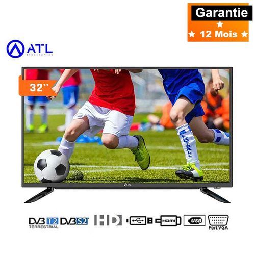 ATL TV LED 32&quot; - Décodeur Intégré– ATL-32A6 -1 VGA - 2 USB - 2 HDMI – NOIR – 12 MOIS DE GARANTIE