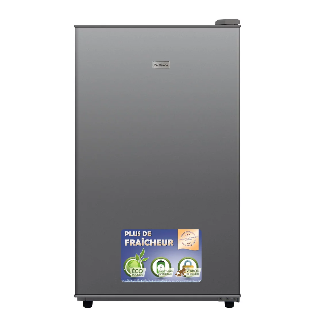  NASF1-100K - REFRIGERATEUR NASCO / 1 PORTE / 90L NET / AVEC CLE / R600a / SILVER