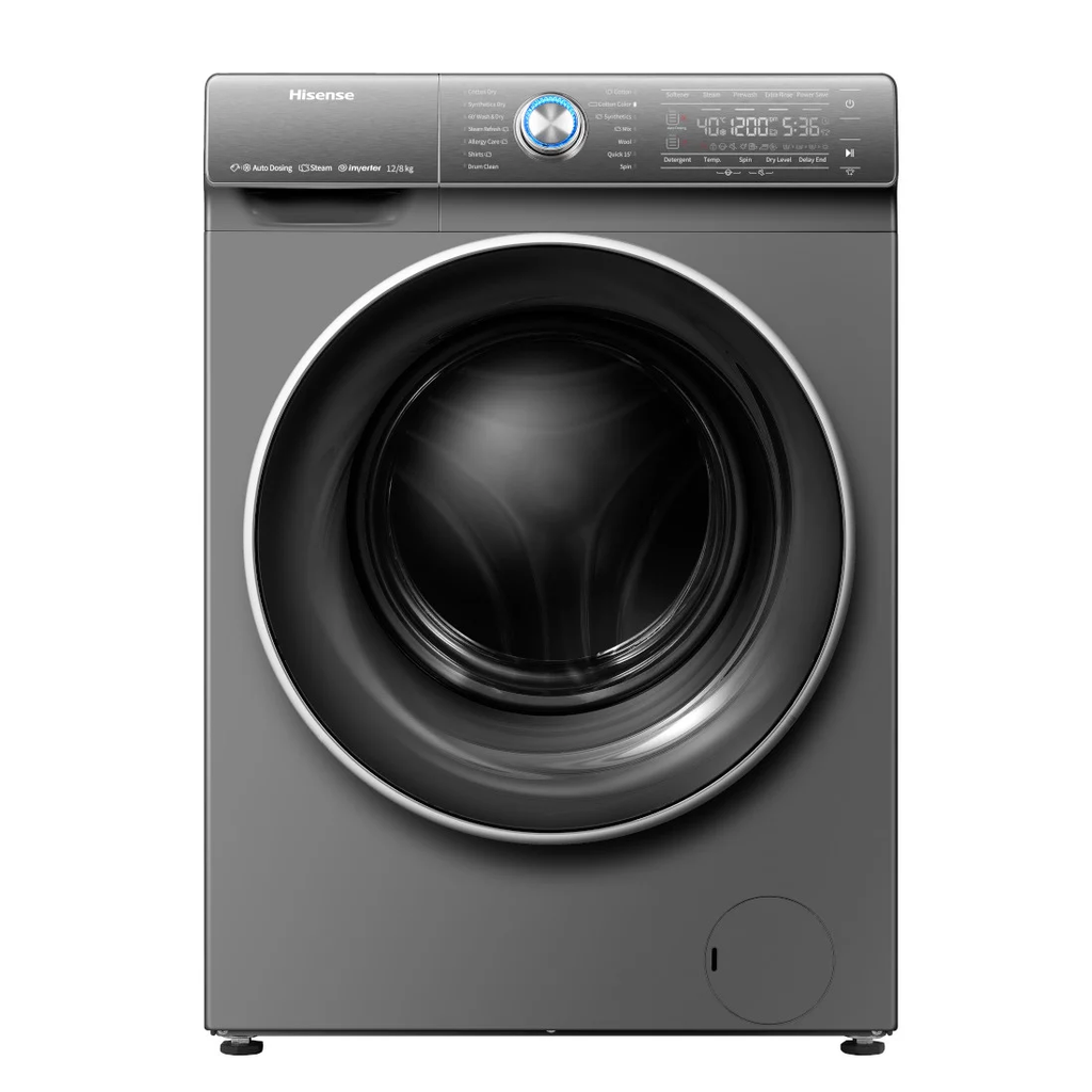  WDQR1214VAJMT - MACHINE A LAVER HISENSE 12KG+SECHAGE 8KG /FRONT LOAD/TITANIUM GREY/INVERTER/220-240V