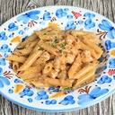 Penne poulet, crème fraîche, champignons