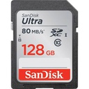 SanDisk Carte Mémoire SD SDXC Ultra UHS-I - Classe 10 (80Mo/s 533x) 128 GB - Gris/Rouge