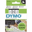Dymo D1 Étiquettes Noir Sur Blanc Rouleau (6mm X 7m) - 1 Rouleau