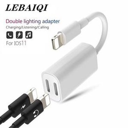 Double Charge Adaptateur D'éclairage Casque 2 En 1 Charge Pour Iphone Audio Convertisseur De Câble
