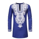 TUNIQUE DASHIKI BRODEE BLEUE ROI COL ROND