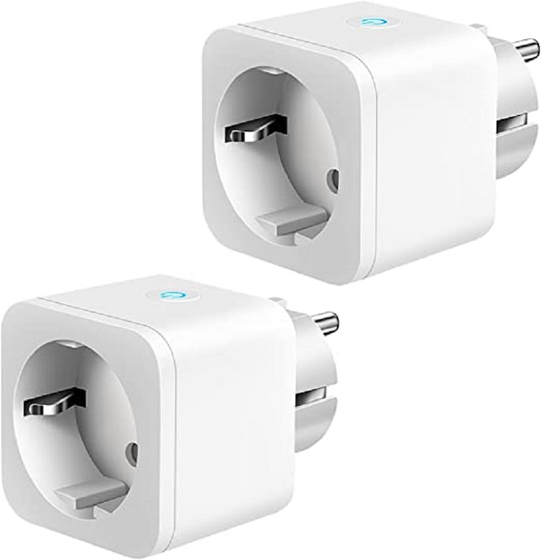 ANTELA Prise Connectée WiFi, Prise Intelligente Compatible avec Alexa, Google Home, Contrôle à Distance, Contrôle Vocal, Fonction de Temps et Mesure de Consommation Électrique, 2PCs