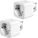 ANTELA Prise Connectée WiFi, Prise Intelligente Compatible avec Alexa, Google Home, Contrôle à Distance, Contrôle Vocal, Fonction de Temps et Mesure de Consommation Électrique, 2PCs