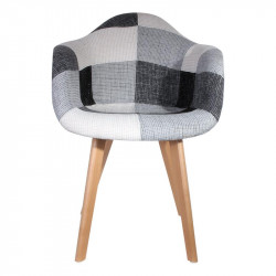 Fauteuil scandinave patchwork gris