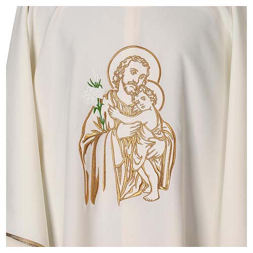 Chasuble Saint Joseph brodée couleurs liturgiques 100% polyeste