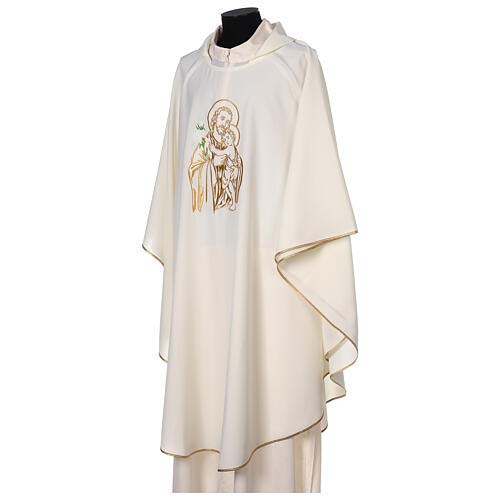 Chasuble Saint Joseph brodée couleurs liturgiques 100% polyeste