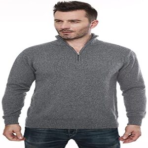 Pull à Coll Roulé avec Fermeture Eclaire en Coton