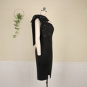 Robe de soirée moulante pour femmes, asymétrique, épaule dénudée, sans manches, gaine, pour célébrations, occasions, dîner, noël