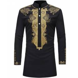 Chemise manche longue de style africain couleur noire