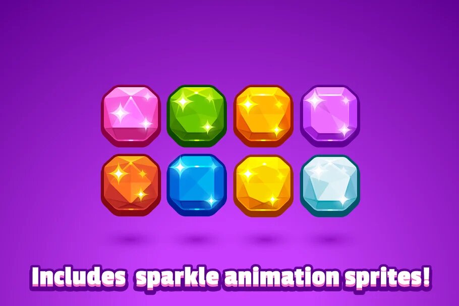 Match 3 Gem Game Pieces