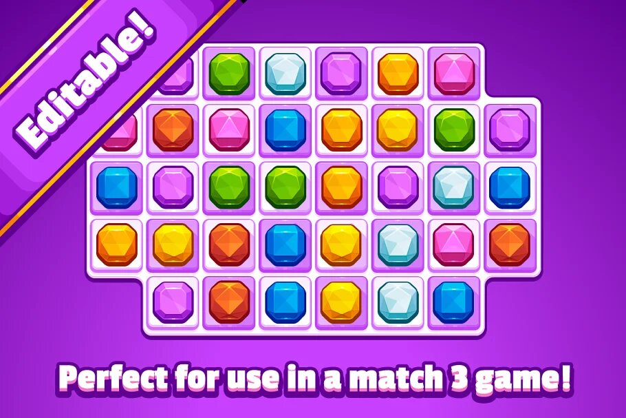 Match 3 Gem Game Pieces