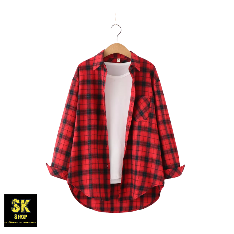 Chemise en flanelle à carreaux pour femme