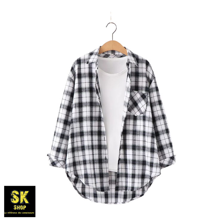 Chemise en flanelle à carreaux pour femme