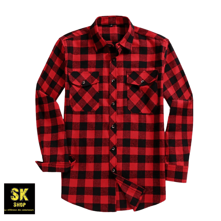 Chemise en flanelle à carreaux pour hommes