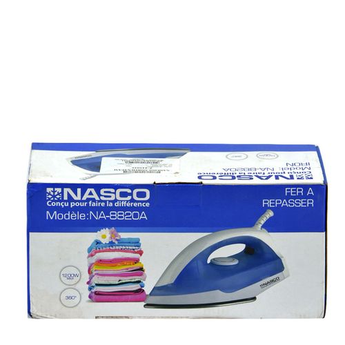 Nasco Fer à repasser à sec - NA-8820A - 1200W Max - Bleu/Blanc