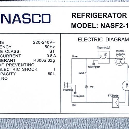 Nasco Réfrigérateur 2 Battants - KNASF2-100S - 80L - Gris