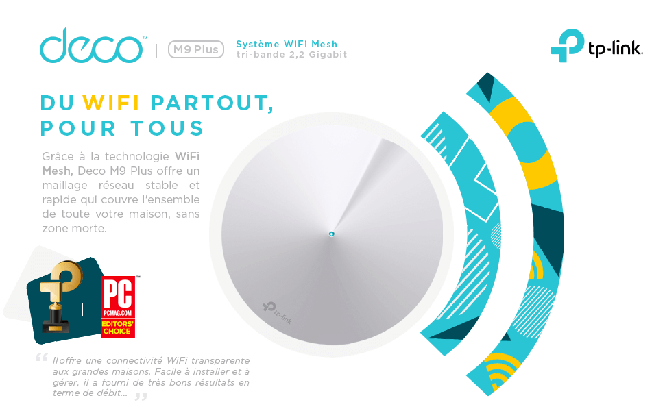 TP-Link Deco M9 Plus - Système Mesh WiFi 2,2 Gigabit - 2200 Mbps