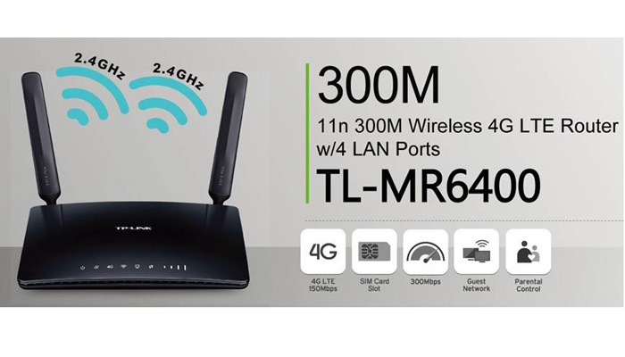 TP-Link Modem Routeur 4G LTE WiFi N 300 Mbps TL-MR6400 - Noir