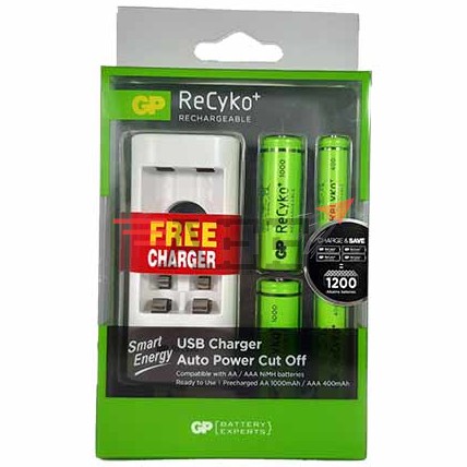 Gp 4 Piles Rechargeable  Avec Un Chargeur