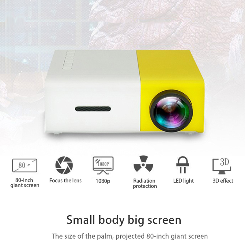 Mini Projecteur LED FUCAIJIN-YG300 Pro, 480x272 Pixel, Prend En Charge 1080P, HDMI, USB, Audio, Lecteur Multimédia Domestique Portable