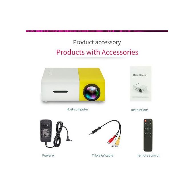Mini Projecteur LED FUCAIJIN-YG300 Pro, 480x272 Pixel, Prend En Charge 1080P, HDMI, USB, Audio, Lecteur Multimédia Domestique Portable
