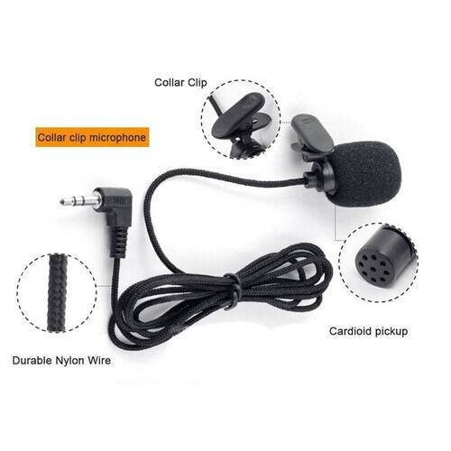Mini Microphone à Cravate Portable YW-001 Avec Pince Et Jack 3,5 Mm - Noir
