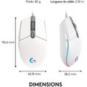 Logitech G203 LIGHTSYNC Souris Gaming  RVB , 6 Boutons Programmables, 8000 PPP, Blanc