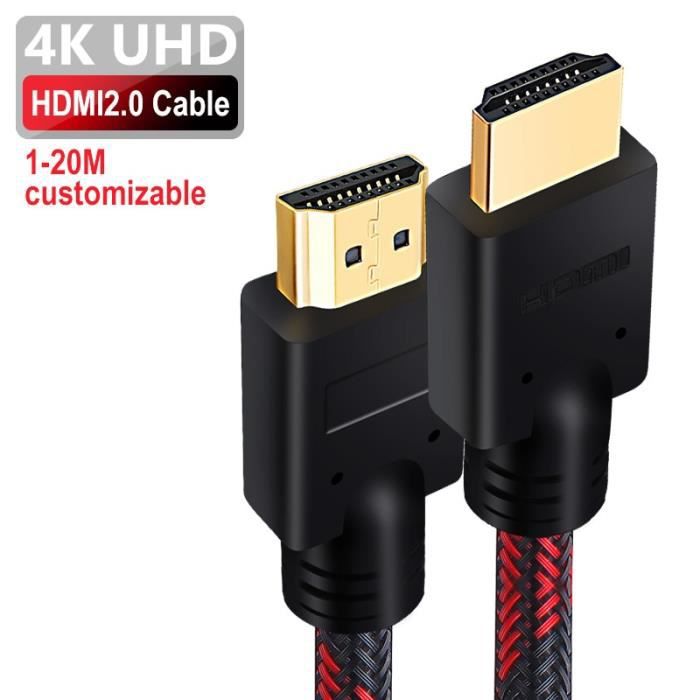 Câble HDMI M/M 20 Mètres HD 1080P 3D - Noir / Rouge