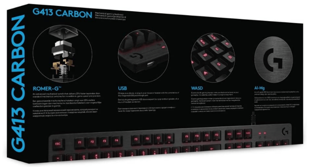 Logitech G413 Clavier Gaming Mécanique, Rétroéclairage Rouge