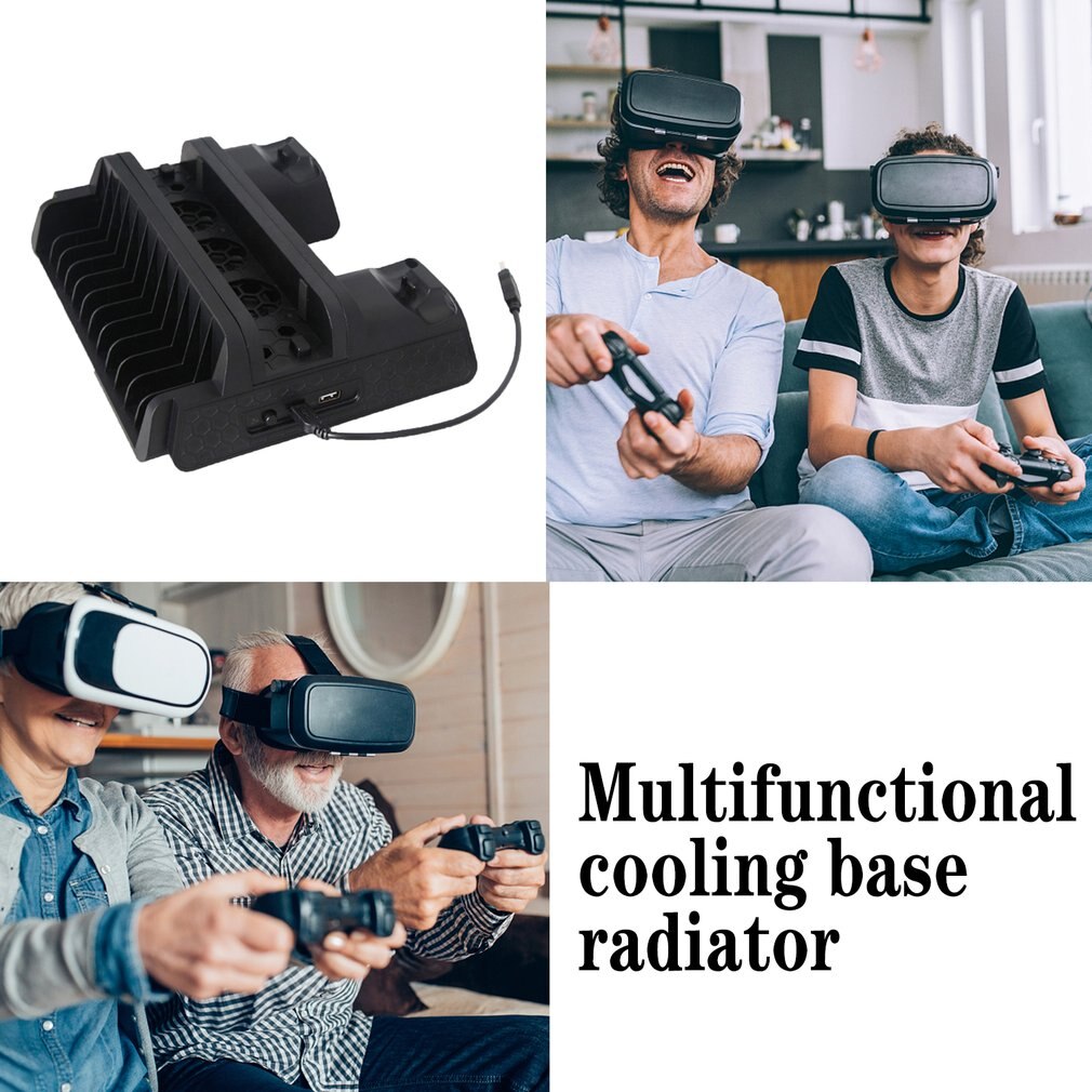 DOBE TP4-882 3 In 1 Game Console Cooling Fan + Game Storage Slots + Game Controller Charging Dock For Sony PS4 / PS4 Pro / PS4 Slim(Black)