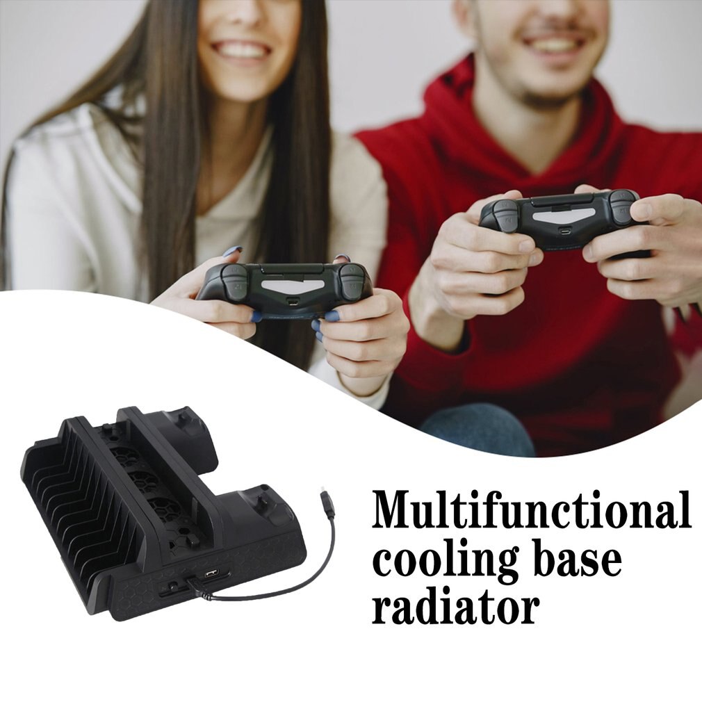 DOBE TP4-882 3 In 1 Game Console Cooling Fan + Game Storage Slots + Game Controller Charging Dock For Sony PS4 / PS4 Pro / PS4 Slim(Black)