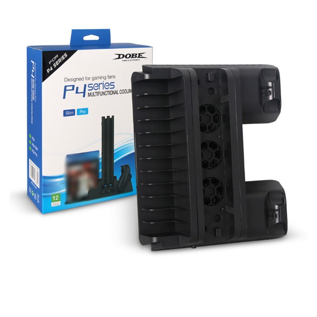 DOBE TP4-882 3 In 1 Game Console Cooling Fan + Game Storage Slots + Game Controller Charging Dock For Sony PS4 / PS4 Pro / PS4 Slim(Black)