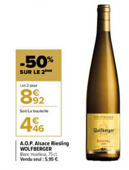 Vin Blanc Alsace Riesling LA CAVE D'AUGUSTIN FLORENT- 75cL